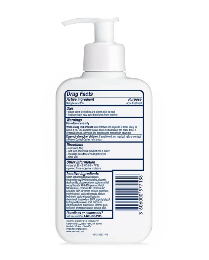 CeraVe Acne Control Cleanser Salicylic Acid 2% Oil Absorbing Technology - 237ml - Image 4